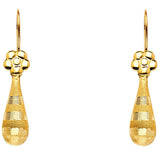 14k Yellow Gold 6mm Hollow Teardrop Hanging Earrings