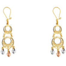 Load image into Gallery viewer, 14K Tri Color Gold 13mm DC Chandelier Hanging Earrings