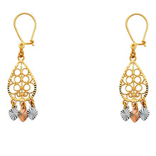 Load image into Gallery viewer, 14K Tri Color Gold 11mm DC Chandelier Hanging Earrings