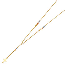 Load image into Gallery viewer, 14K Tricolor 2.5mm Beads Ball Rosary Necklace