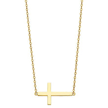 Load image into Gallery viewer, 14K Yellow Side Way Cross Necklace