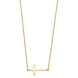 14K Yellow Side Way Cross Necklace
