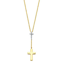Load image into Gallery viewer, 14K Yellow CZ Cross Necklace