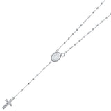 14K White 2.5mm Beads Ball Rosary Necklace