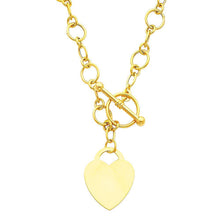 Load image into Gallery viewer, 14K Yellow Hollow Links With Heart Necklace
