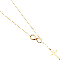 Load image into Gallery viewer, 14K Yellow Cross and Inifinity Light Necklace