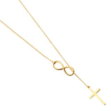14K Yellow Cross and Inifinity Light Necklace