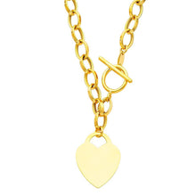 Load image into Gallery viewer, 14K Yellow Hollow Links With Heart Necklace