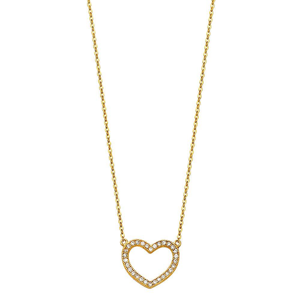 14K Yellow Pave CZ Open Necklace