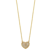 Load image into Gallery viewer, 14K Yellow Micro Pave CZ Puff Necklace