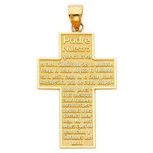 Load image into Gallery viewer, 14K Yellow Gold 26mm Padre Nuestro Religious Cross Pendant