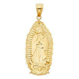 14k Yellow Gold 25mm Religious Guadalupe Pendant