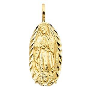 14k Yellow Gold 9mm Religious Guadalupe Pendant