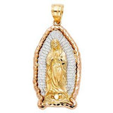 14k Two Tone Gold 13mm Religious Guadalupe Pendant