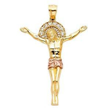 Load image into Gallery viewer, 14K Two Tone 33mm CZ Religious Jesus Christ Body Pendant