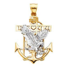 Load image into Gallery viewer, 14k Yellow Gold 22mm Mariner Eagle Anchor Pendant