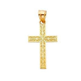 14K Yellow Gold 15mm Cross Religious Pendant