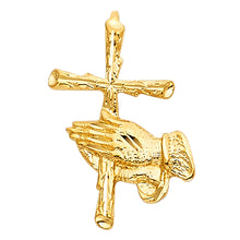 Load image into Gallery viewer, 14K Yellow PRAYING HAND W/ CROSS PENDANT