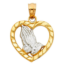 Load image into Gallery viewer, 14K Twotone PRAYING HANDS IN HEART PENDANT