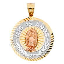 Load image into Gallery viewer, 14K Tri Color 26mm 15 Years Years Pendant