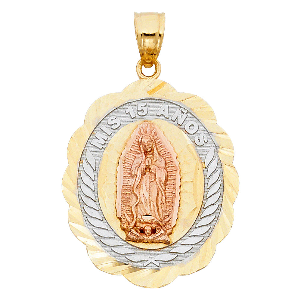 14K Tri Color 22mm 15 Years Years Pendant