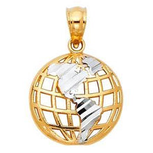 Load image into Gallery viewer, 14k Two Tone Gold 13mm Globe Assorted Pendant