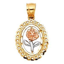 Load image into Gallery viewer, 14k Tri Color Gold 13mm Rose Assorted Pendant