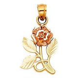 14k Two Tone Gold 11mm Rose Assorted Pendant