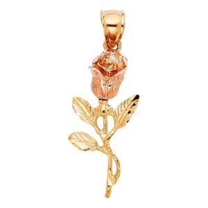 14k Two Tone Gold 13mm Rose Assorted Pendant
