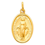 14K Yellow Gold 15mm Religious Virgin Mary Medal