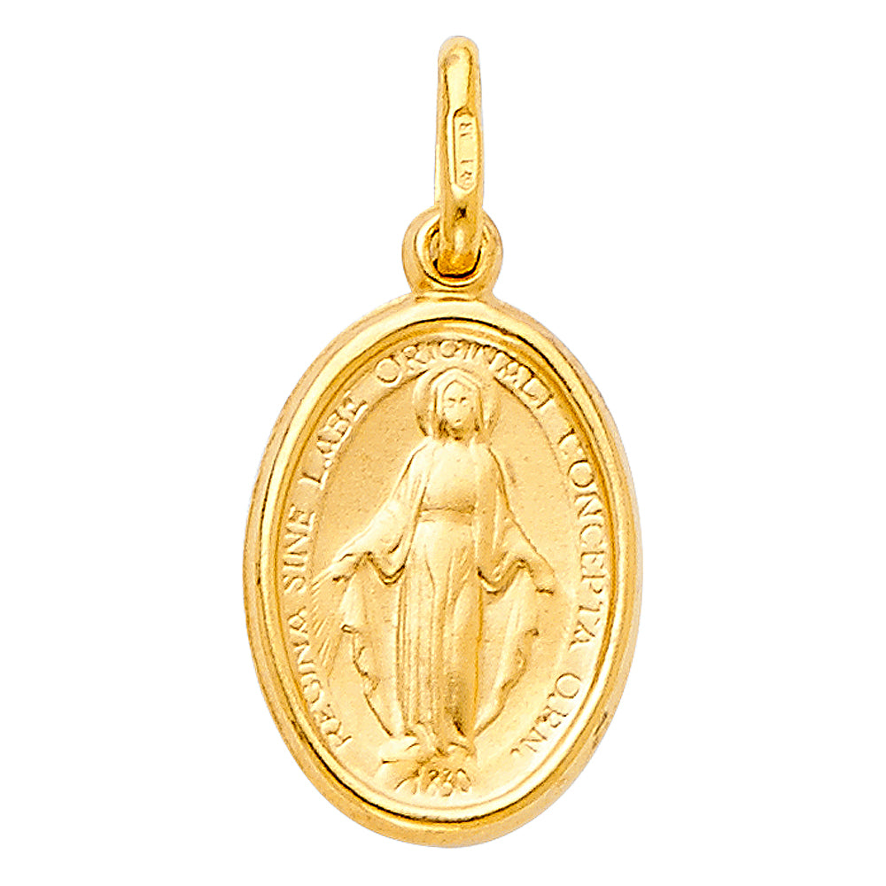 14K Yellow Gold 11mm Religious Virgin Mary Medal