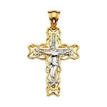 Load image into Gallery viewer, 14K Gold Two Tone 26mm Religious Crucifix Pendant - silverdepot
