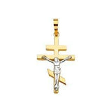14K Gold Two Tone 16mm Religious Crucifix Pendant