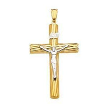Load image into Gallery viewer, 14K Gold Two Tone 26mm Religious Crucifix Pendant - silverdepot