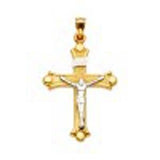 14K Gold Two Tone 25mm Religious Crucifix Pendant