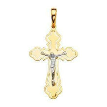 Load image into Gallery viewer, 14K Gold Two Tone 25mm Religious Crucifix Pendant - silverdepot