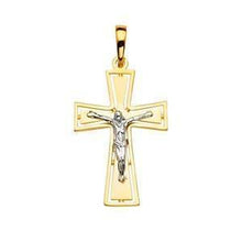 Load image into Gallery viewer, 14K Gold Two Tone 17mm Religious Crucifix Pendant - silverdepot