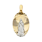 14K Two Tone 17mm Religious Guadalupe Medal Pendant