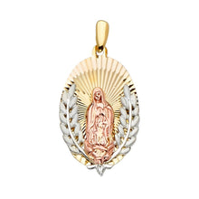 Load image into Gallery viewer, 14K Tri Color 17mm Religious Guadalupe Medal Pendant - silverdepot