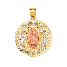 Load image into Gallery viewer, 14K Tri Color 26mm Religious Guadalupe Pendant