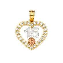 Load image into Gallery viewer, 14K Tri Color 17mm CZ 15 Years Pendant - silverdepot