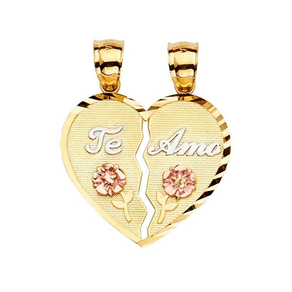 14K Gold 25mm Tri Color Te-Amo Pendant - silverdepot