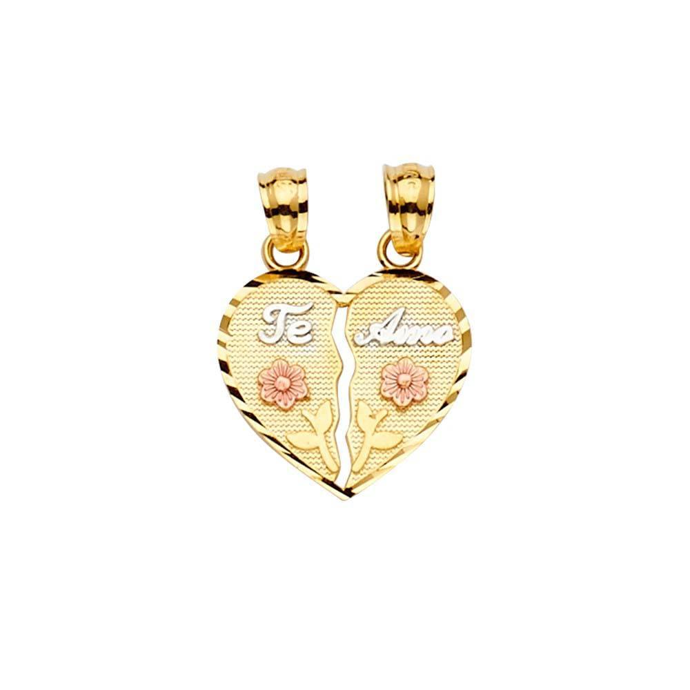 14K Gold 15mm Tri Color Te-Amo Pendant - silverdepot