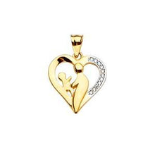 Load image into Gallery viewer, 14k Yellow Gold 16mm Mom And Child CZ Assorted Pendant