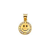 14k Yellow Gold 9mm CZ Smile Assorted Pendant