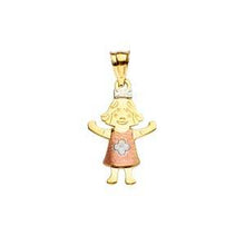 Load image into Gallery viewer, 14k Tri Color Gold 11mm Girl Assorted Pendant