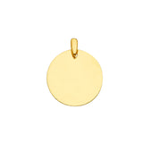 14K Yellow Engravable Round Pendant 2.6grams