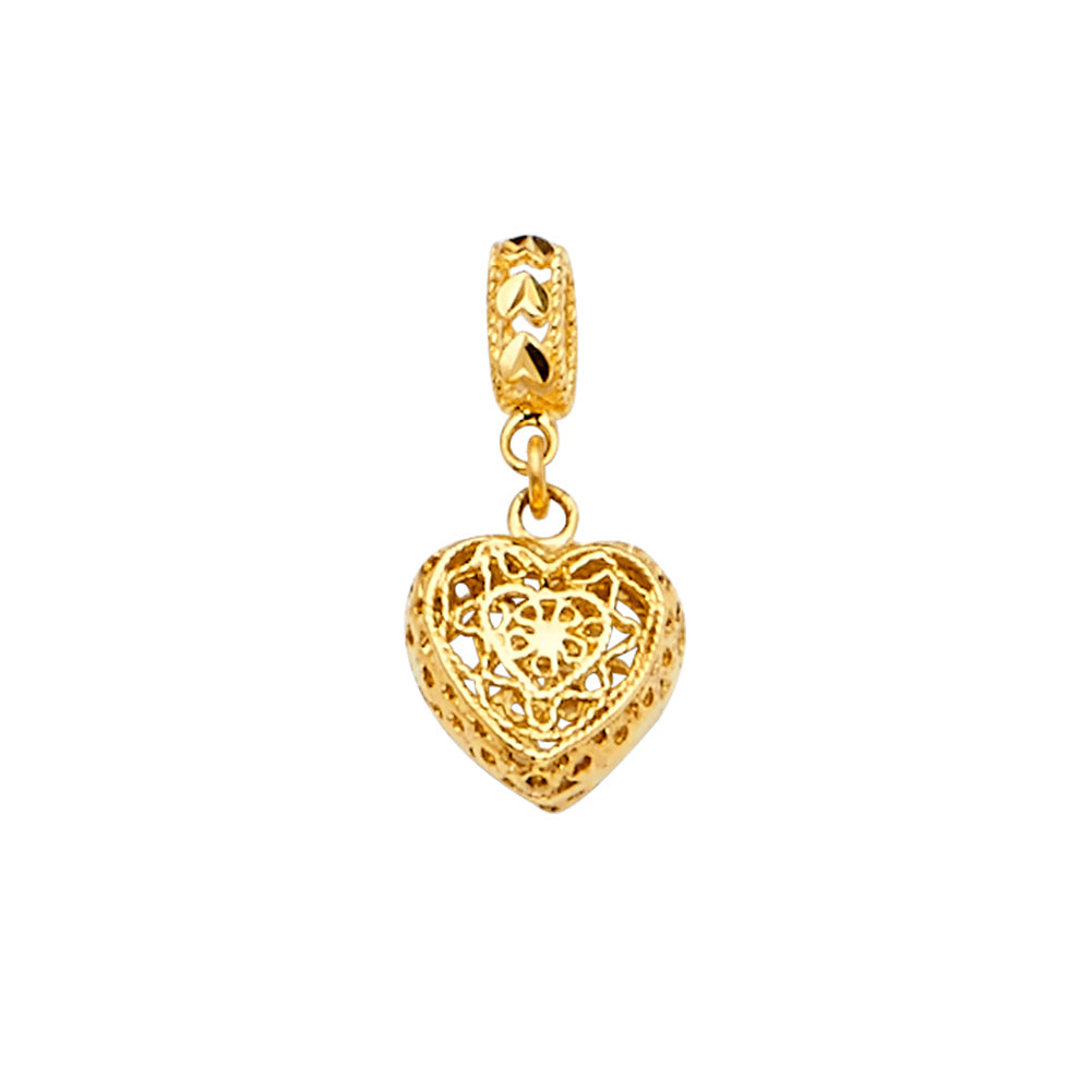 14K Yellow Heart Charm for Mix and Match Bracelet