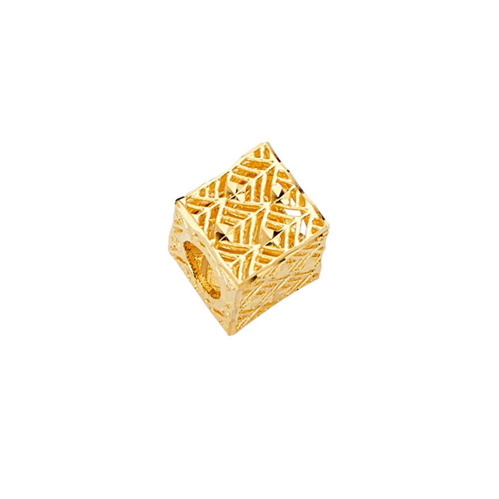 14K Yellow Filigree Dice Slider for Mix and Match Bracelet