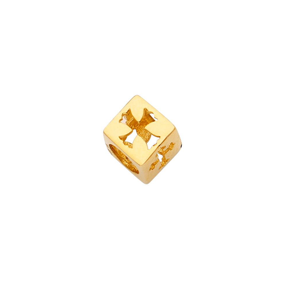 14K Yellow Cross Dice Slider for Mix and Match Bracelet